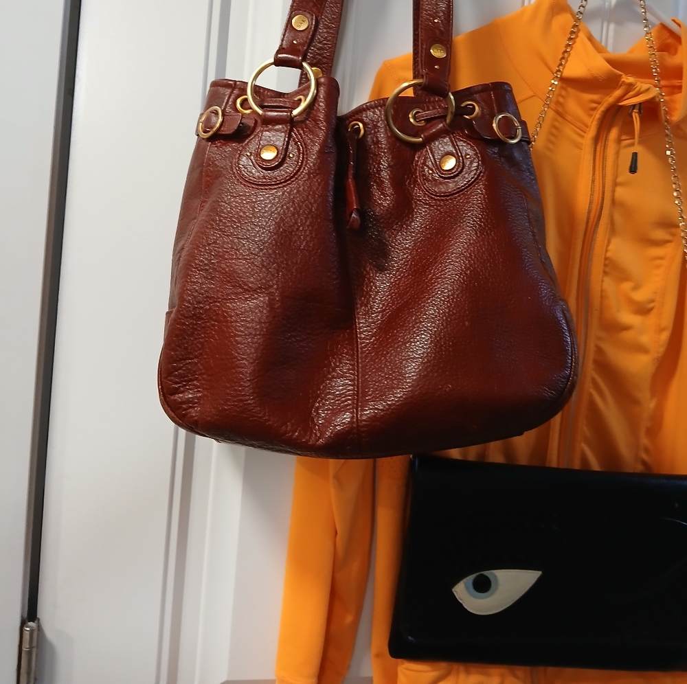 The sak red leather handbag